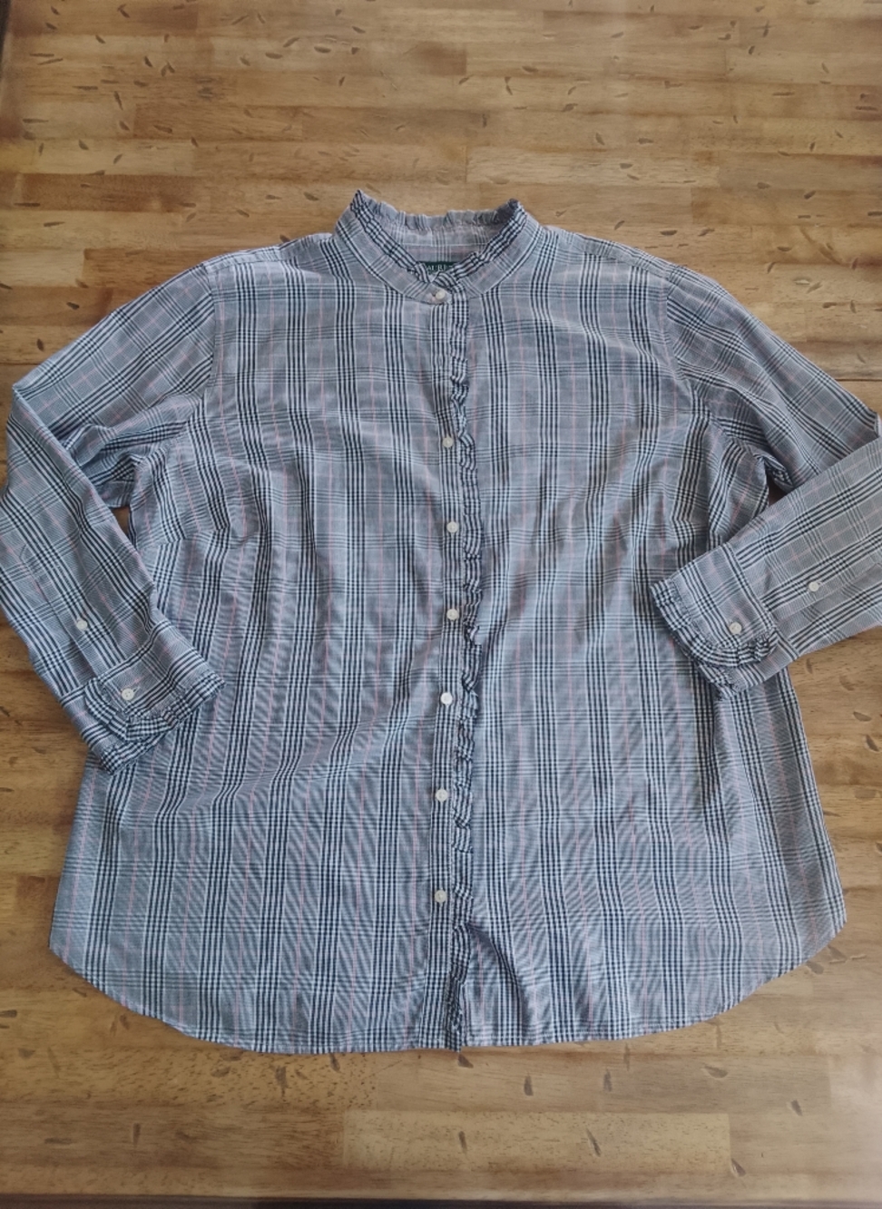 Ralph Lauren Blue and White Plaid Women's Button-Down Shirt